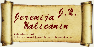 Jeremija Malićanin vizit kartica